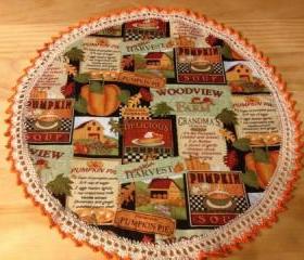 crochet edged fabric doily